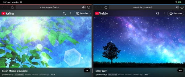 Two YouTube videos playing with sound enabled in both windows